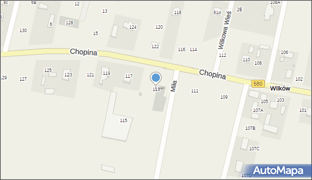 Wilkowa Wieś, Chopina Fryderyka, 113, mapa Wilkowa Wieś