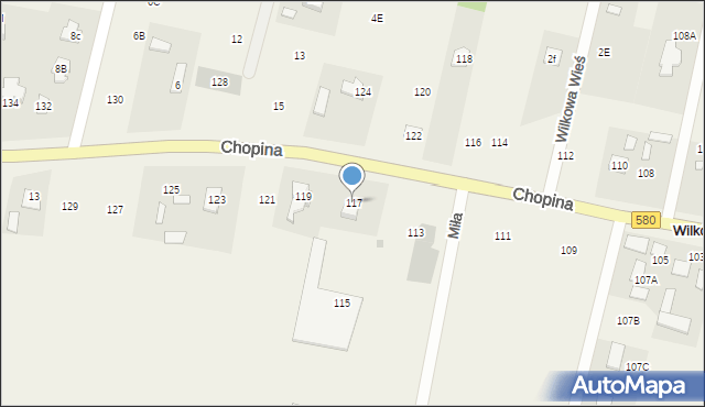Wilkowa Wieś, Chopina Fryderyka, 117, mapa Wilkowa Wieś