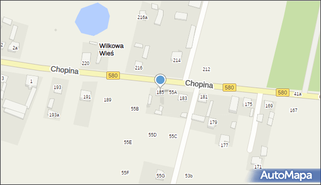 Wilkowa Wieś, Chopina Fryderyka, 185, mapa Wilkowa Wieś