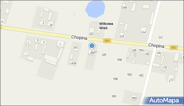 Wilkowa Wieś, Chopina Fryderyka, 191, mapa Wilkowa Wieś