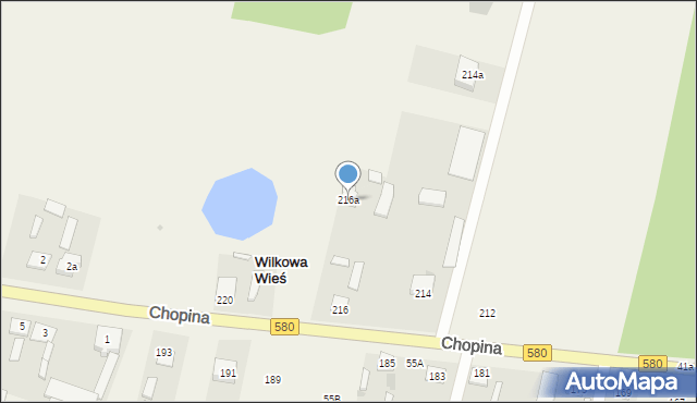Wilkowa Wieś, Chopina Fryderyka, 216a, mapa Wilkowa Wieś