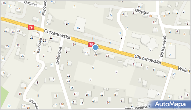 Wola Filipowska, Chrzanowska, 15, mapa Wola Filipowska
