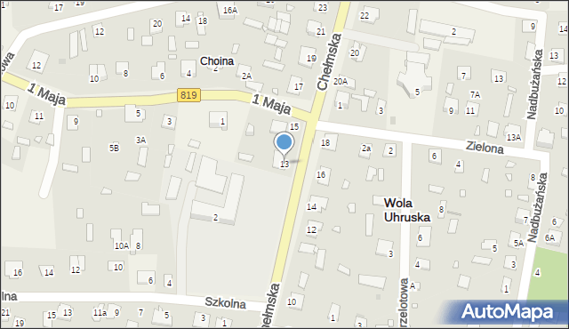 Wola Uhruska, Chełmska, 13, mapa Wola Uhruska