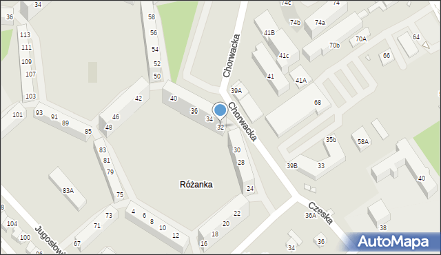 Wrocław, Chorwacka, 32, mapa Wrocławia
