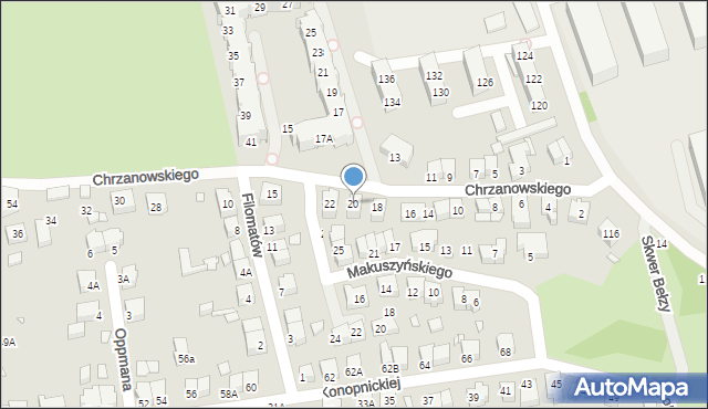 Wrocław, Chrzanowskiego Ignacego, 20, mapa Wrocławia