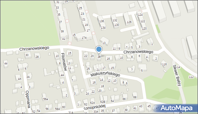 Wrocław, Chrzanowskiego Ignacego, 18, mapa Wrocławia