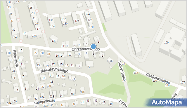 Wrocław, Chrzanowskiego Ignacego, 4, mapa Wrocławia