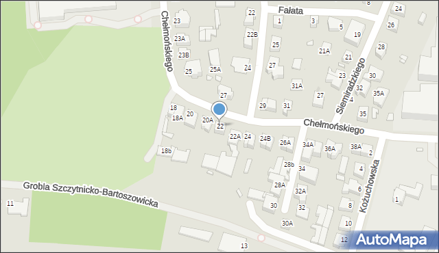 Wrocław, Chełmońskiego Józefa, 22, mapa Wrocławia