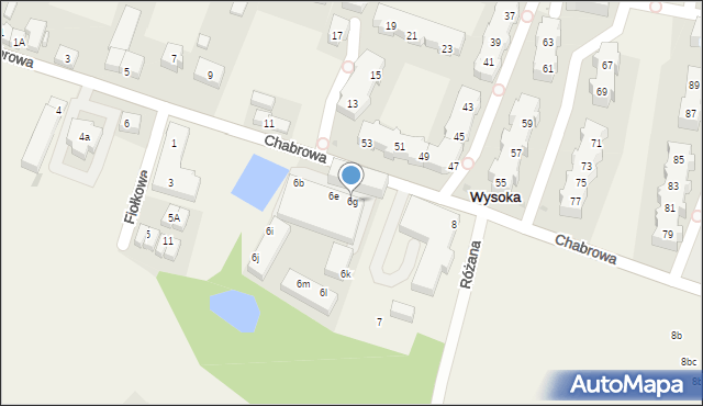 Wysoka, Chabrowa, 6g, mapa Wysoka