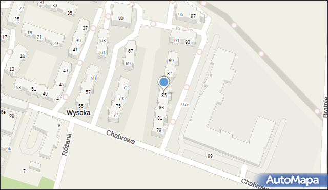 Wysoka, Chabrowa, 85, mapa Wysoka