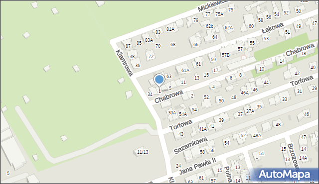 Ząbki, Chabrowa, 1, mapa Ząbki
