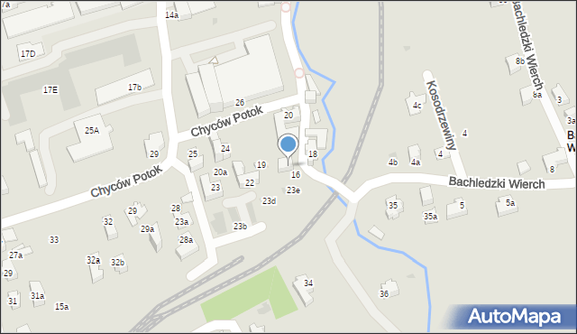 Zakopane, Chyców Potok, 18A, mapa Zakopanego