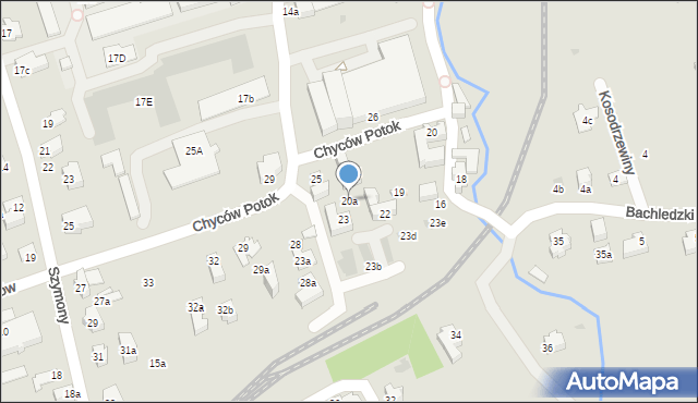 Zakopane, Chyców Potok, 20a, mapa Zakopanego