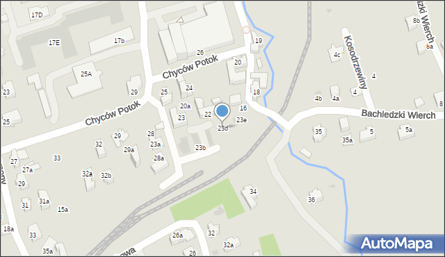 Zakopane, Chyców Potok, 23d, mapa Zakopanego