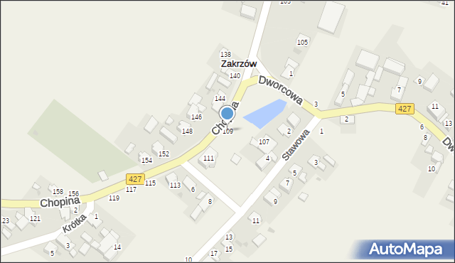 Zakrzów, Chopina Fryderyka, 109, mapa Zakrzów