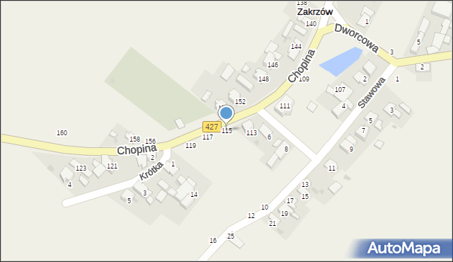 Zakrzów, Chopina Fryderyka, 115, mapa Zakrzów