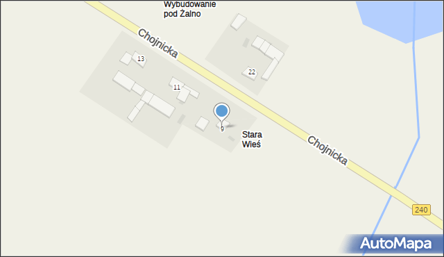 Żalno, Chojnicka, 9, mapa Żalno