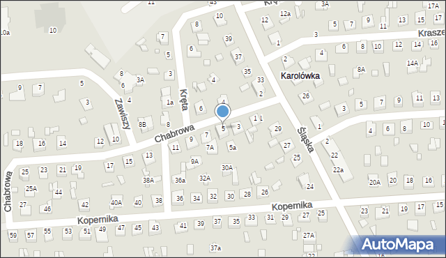 Zamość, Chabrowa, 5, mapa Zamościa