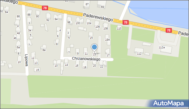 Zawiercie, Chrzanowskiego Wacława, 13, mapa Zawiercie