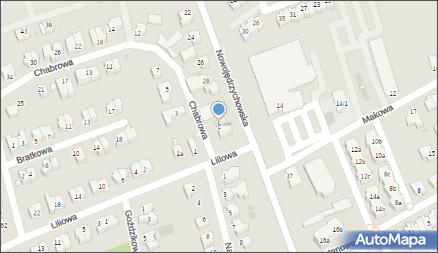 Zielona Góra, Chabrowa, 2, mapa Zielona Góra