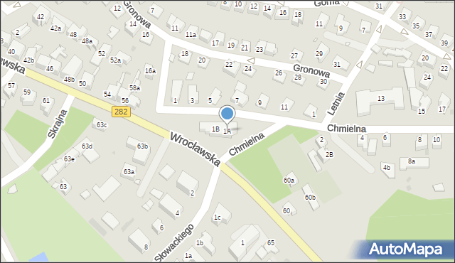 Zielona Góra, Chmielna, 1A, mapa Zielona Góra