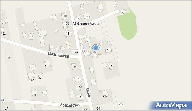 Aleksandrówka, Cicha, 1, mapa Aleksandrówka