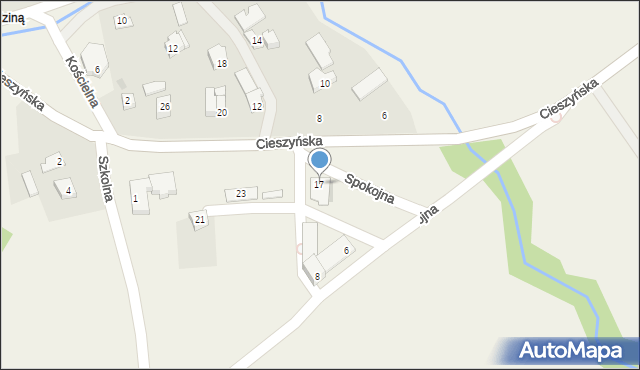 Bażanowice, Cieszyńska, 17, mapa Bażanowice