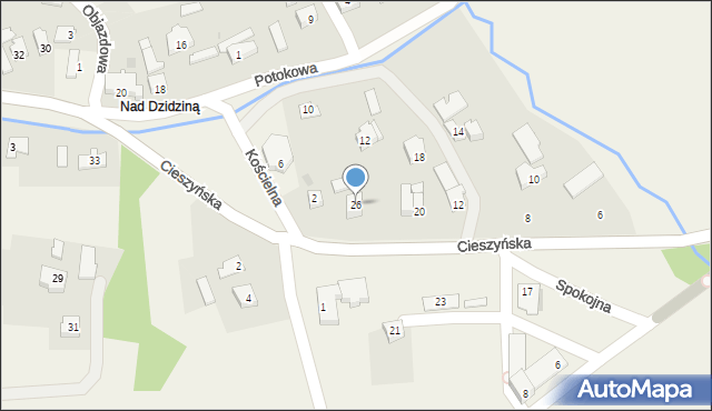 Bażanowice, Cieszyńska, 26, mapa Bażanowice