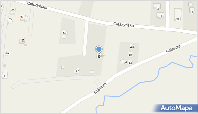 Bażanowice, Cieszyńska, 45, mapa Bażanowice