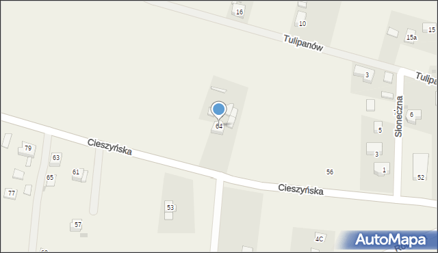 Bażanowice, Cieszyńska, 64, mapa Bażanowice