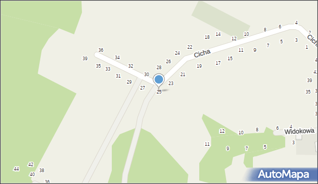 Będkowice, Cicha, 25, mapa Będkowice