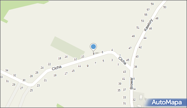 Będkowice, Cicha, 8, mapa Będkowice