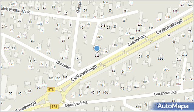 Białystok, Ciołkowskiego Konstantego, 111, mapa Białegostoku