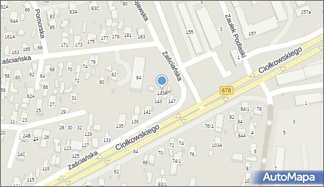 Białystok, Ciołkowskiego Konstantego, 143A, mapa Białegostoku