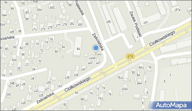 Białystok, Ciołkowskiego Konstantego, 145A, mapa Białegostoku