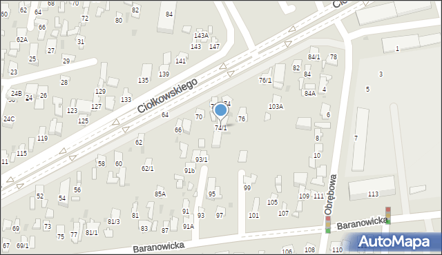 Białystok, Ciołkowskiego Konstantego, 74/1, mapa Białegostoku