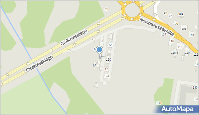 Białystok, Ciołkowskiego Konstantego, 8, mapa Białegostoku