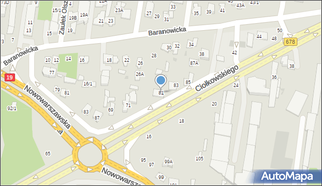 Białystok, Ciołkowskiego Konstantego, 81, mapa Białegostoku