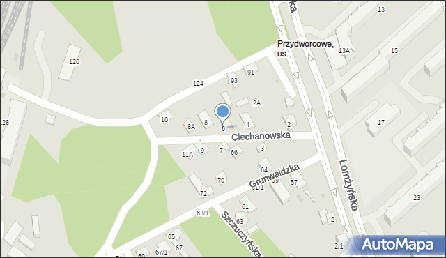 Białystok, Ciechanowska, 6, mapa Białegostoku