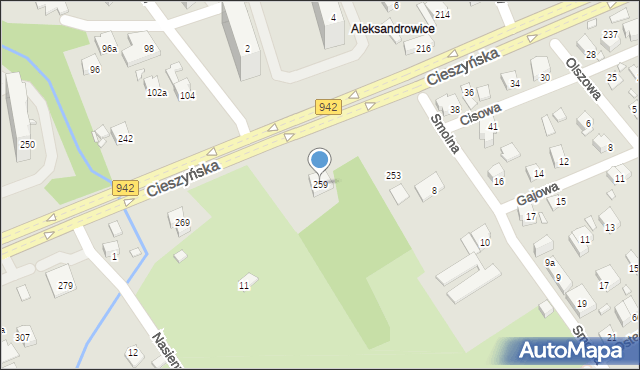 Bielsko-Biała, Cieszyńska, 259, mapa Bielsko-Białej