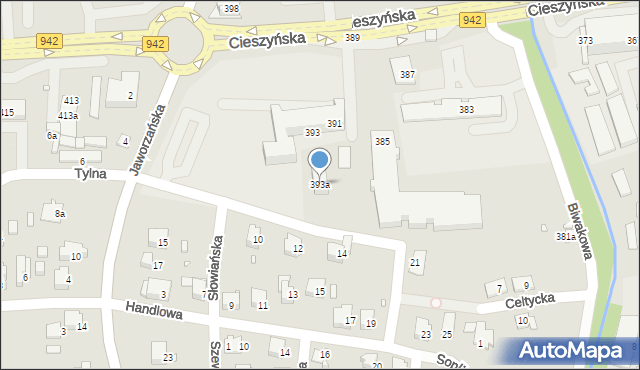 Bielsko-Biała, Cieszyńska, 393a, mapa Bielsko-Białej