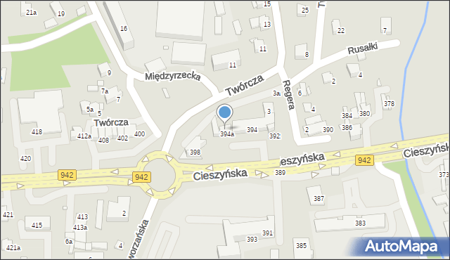 Bielsko-Biała, Cieszyńska, 396a, mapa Bielsko-Białej