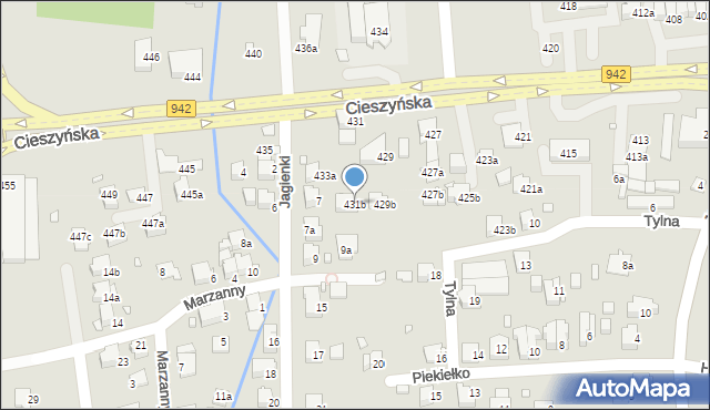 Bielsko-Biała, Cieszyńska, 431b, mapa Bielsko-Białej