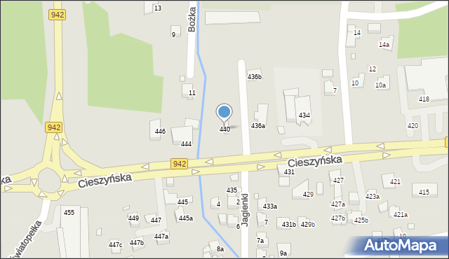 Bielsko-Biała, Cieszyńska, 440, mapa Bielsko-Białej