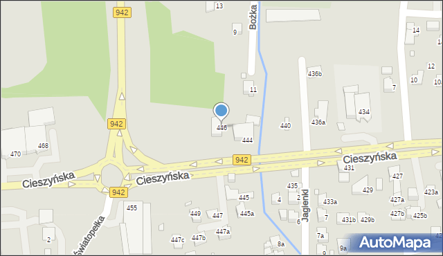 Bielsko-Biała, Cieszyńska, 446, mapa Bielsko-Białej