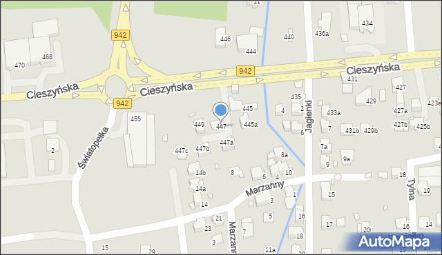 Bielsko-Biała, Cieszyńska, 447, mapa Bielsko-Białej