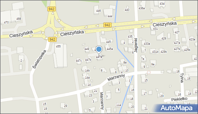 Bielsko-Biała, Cieszyńska, 447a, mapa Bielsko-Białej