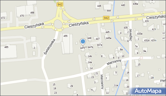 Bielsko-Biała, Cieszyńska, 447c, mapa Bielsko-Białej
