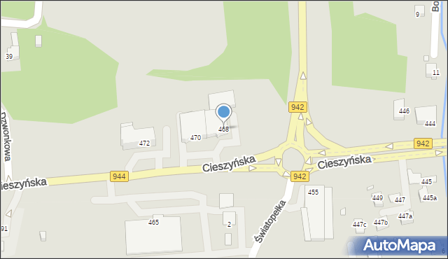 Bielsko-Biała, Cieszyńska, 468, mapa Bielsko-Białej