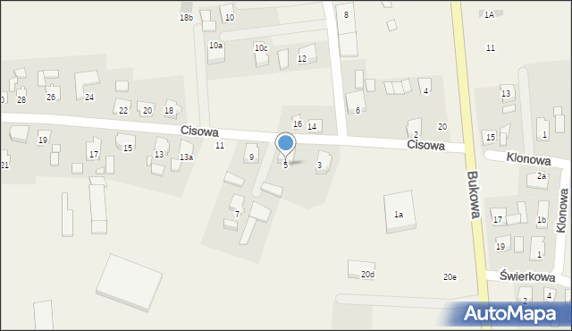 Bierzglinek, Cisowa, 5, mapa Bierzglinek